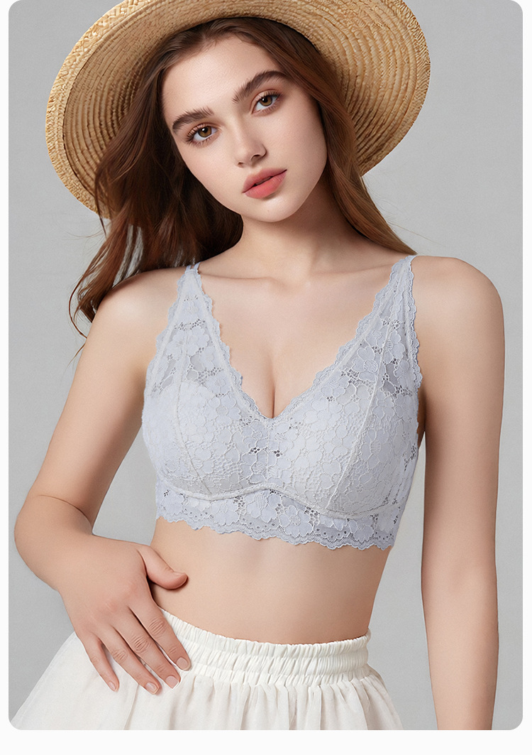 French Lace Wireless V-Back Bra – Side-Support, Breathable & Lightweight - Image 3