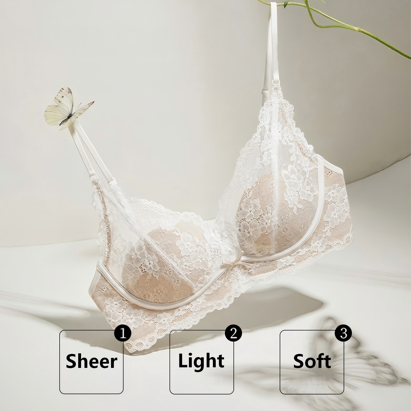 French Lace Wireless Push-Up Bra with Rabbit Ear Cups – Lifting & Back-Friendly Design - Image 5