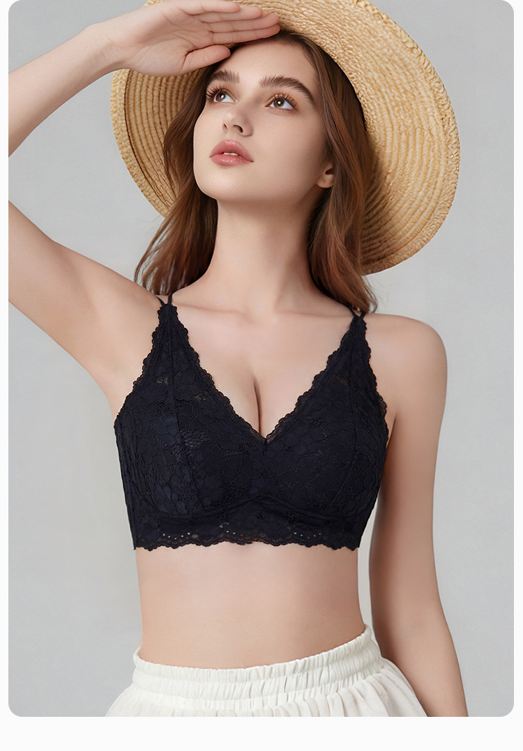 French Lace Wireless V-Back Bra – Side-Support, Breathable & Lightweight - Image 4