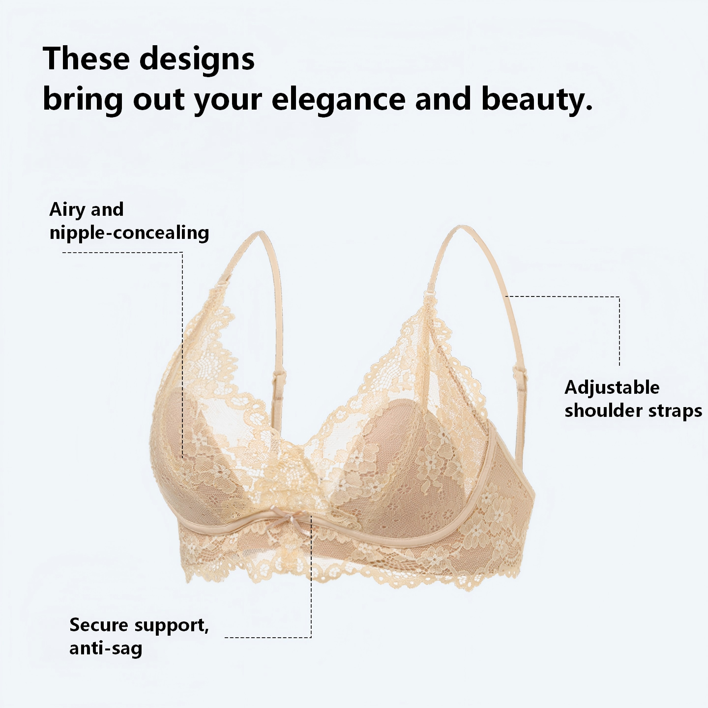 French Lace Wireless Push-Up Bra with Rabbit Ear Cups – Lifting & Back-Friendly Design - Image 4