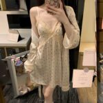 For Her Secret Polka Dot Satin Lace Trim Sleepwear