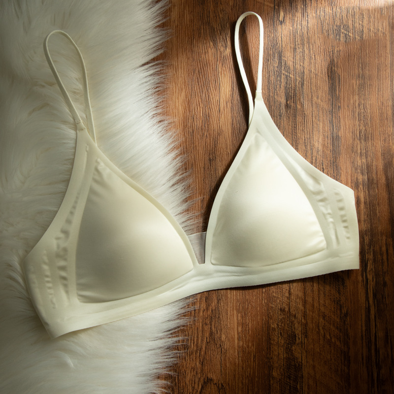 French Deep V Triangle Bralette Wireless Thin Bra