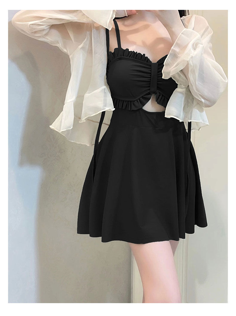 Women's Ruffle Trim One-Piece Swimsuit with Optional Sheer Cover-Up product view 17