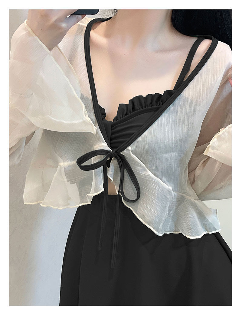 Women's Ruffle Trim One-Piece Swimsuit with Optional Sheer Cover-Up product view 19