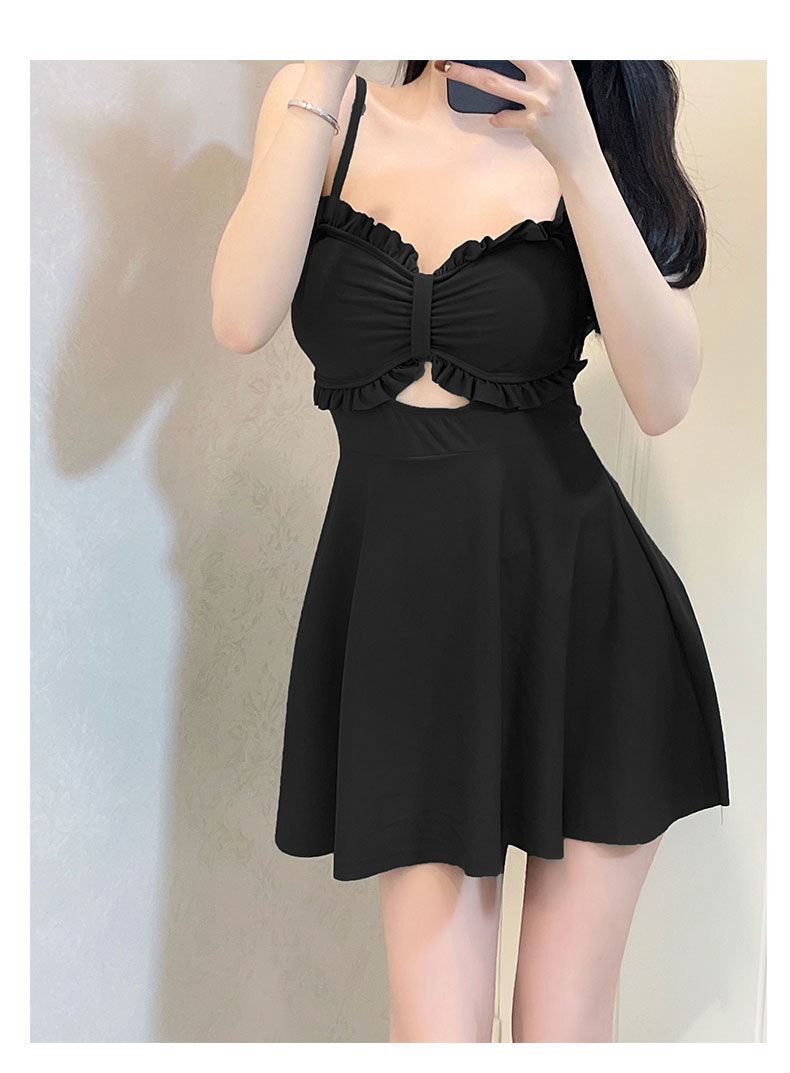 Women's Ruffle Trim One-Piece Swimsuit with Optional Sheer Cover-Up product view 20