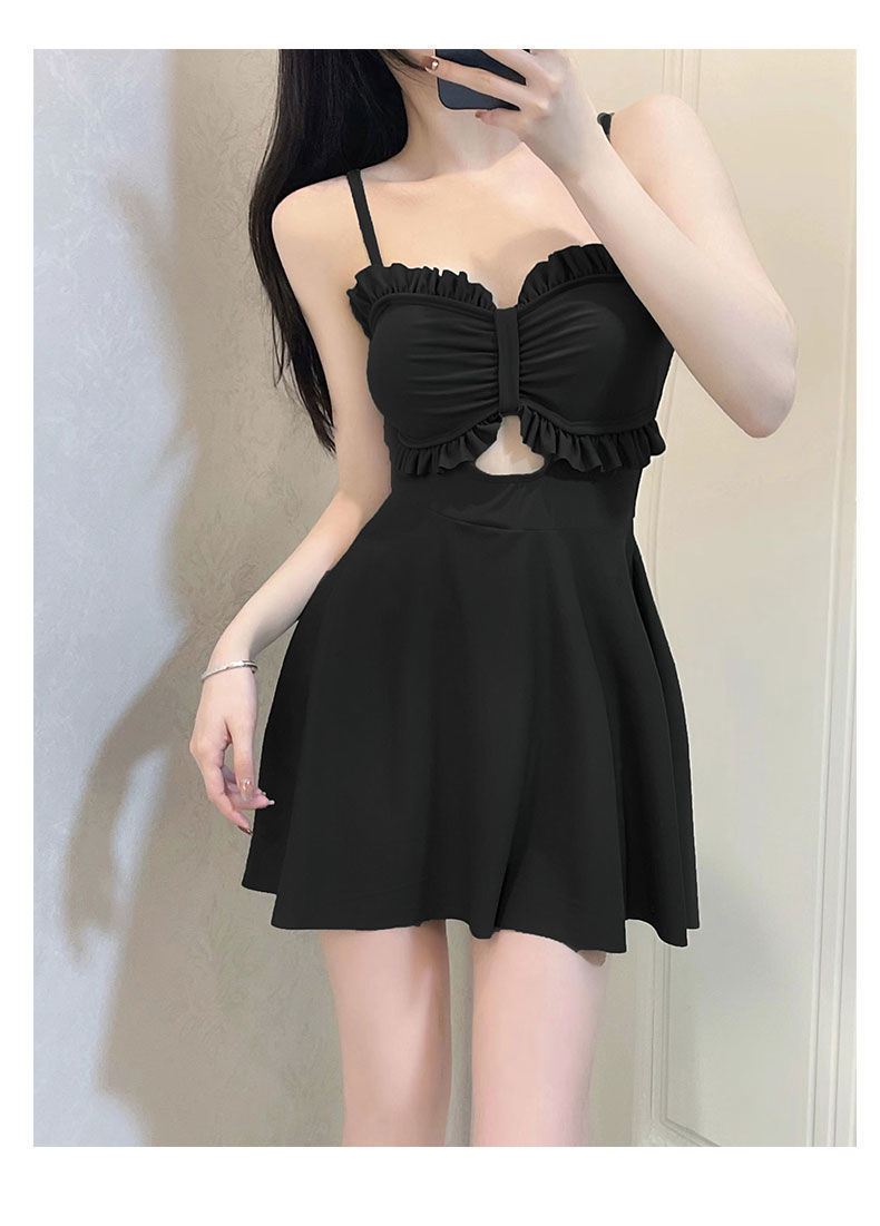 Women's Ruffle Trim One-Piece Swimsuit with Optional Sheer Cover-Up product view 21
