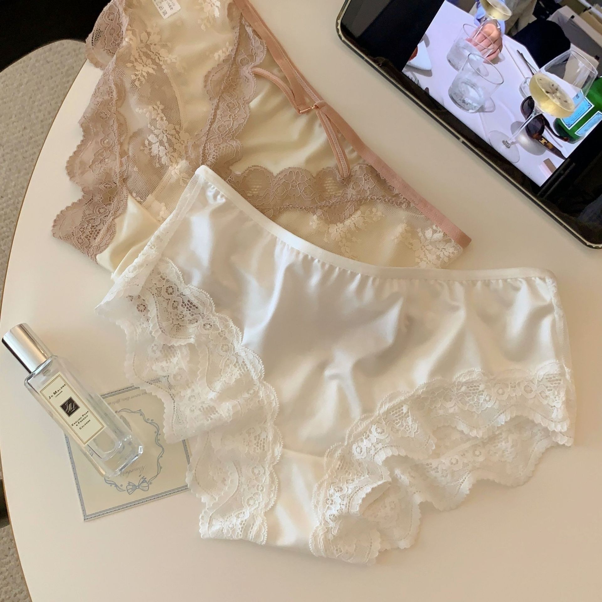 Women's Sheer Lace Mid-Rise Panties, Cotton Gusset product view 7